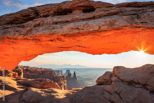Bright Morning Sunlight Illumination, Mesa Arch, Canyonlands National Park, Utah