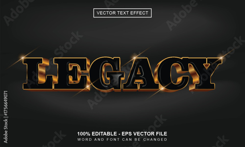 Photos Black legacy gold 3d editable text effect