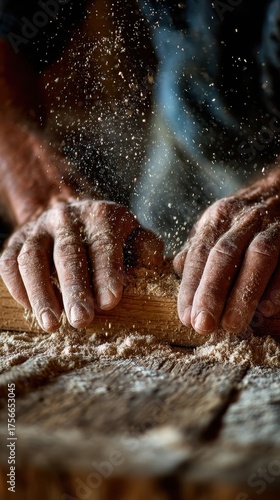 A person is kning a dough on a table