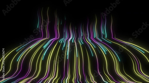 Abstract Neon Trails Seamless loop of colorful flow in dark space