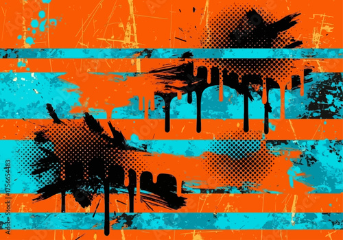 Colorful graffiti pattern with orange and blue abstract design  