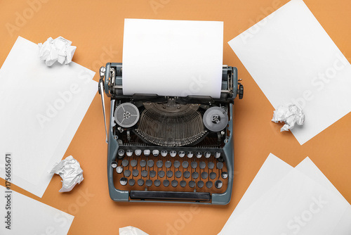 Vintage typewriter with bla...