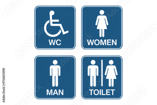 Modern restroom signage set for diverse accessibility needs design