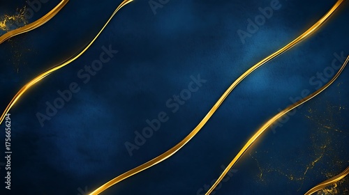 Elegant Blue and Gold Waves Luxury Abstract Background