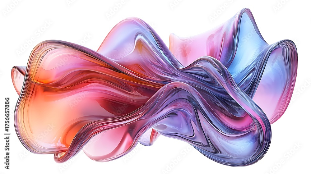 Fototapeta premium Futuristic glass wave structure in red tones with artistic reflections image