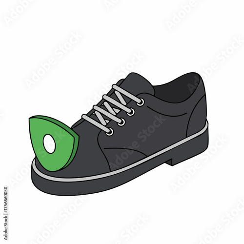 Flat Illustration Shoe with Green Protector Equipment Footwear Protection