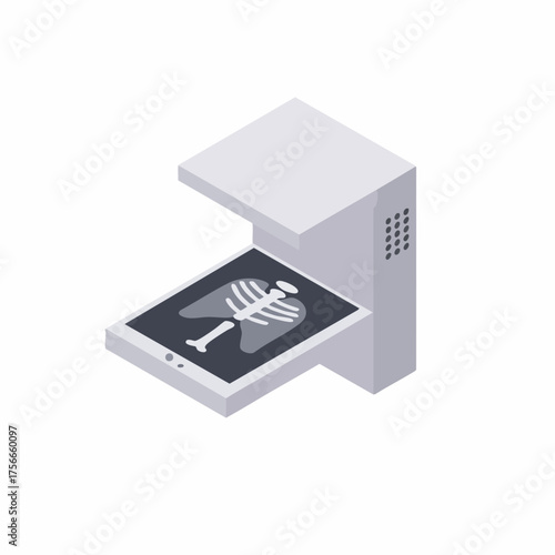 Isometric Diagnostic X-Ray Machine Scan Detail Medical Equipment Illustration