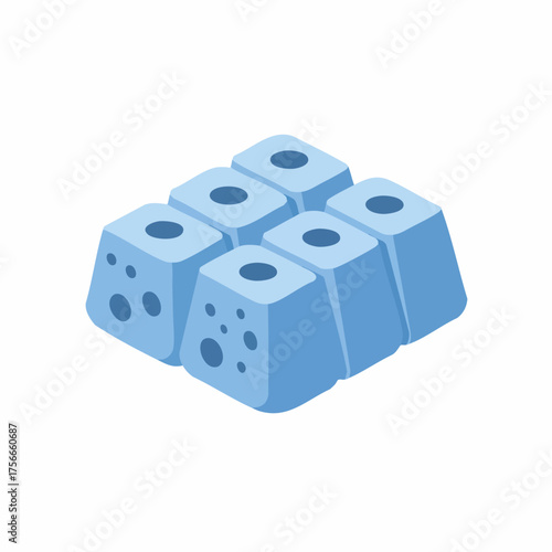 Isometric Light Blue Cuboidal Epithelium Tissue Structure Cell Biology Illustration