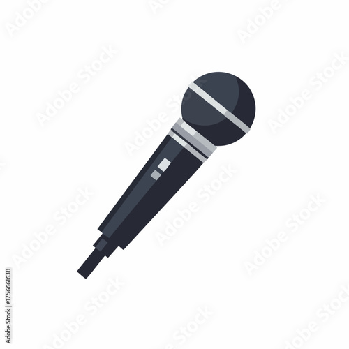 Simple Flat Style Microphone Audio Recording Device Electronic Equipment Isolated