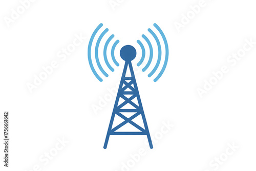 Modern communication tower broadcasting signals across digital network