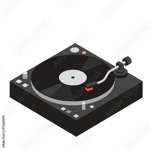 Isometric Detailed Turntable Audio Equipment Dj Setup Electronic Sound Music