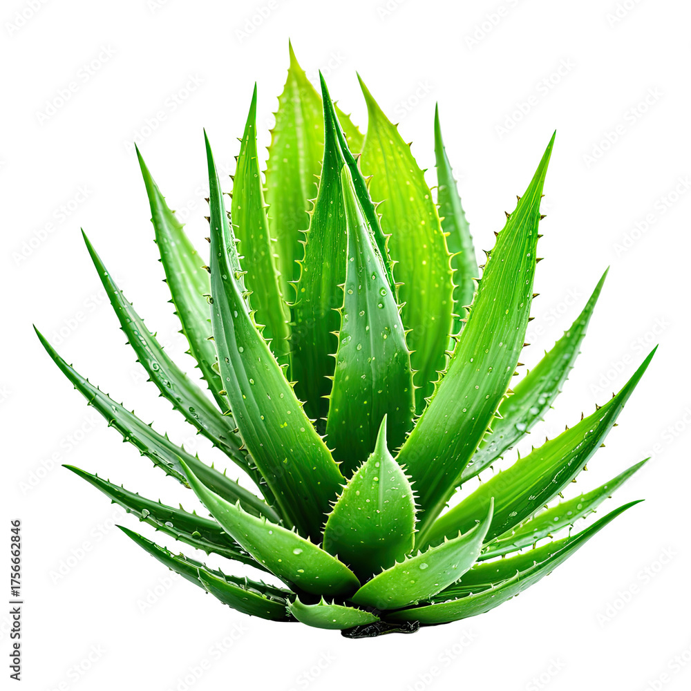 Fototapeta premium Succulent plant with spiky, fleshy, green leaves. Isolated