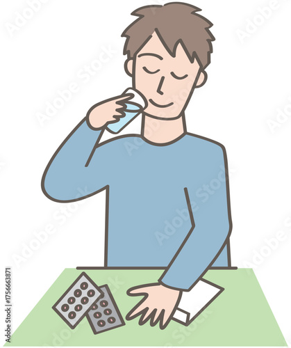 薬を飲む人