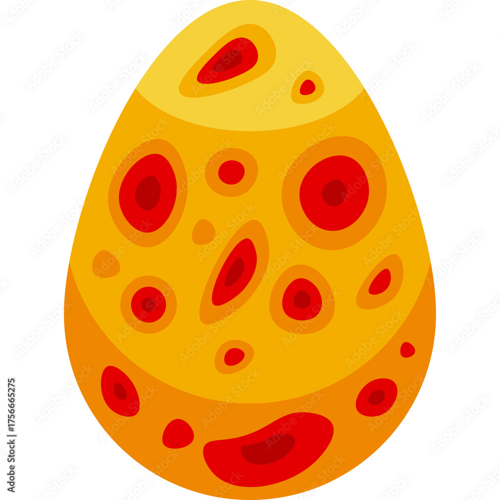 Fototapeta premium Abstract Orange Egg Shape with Red Spots and Textured Surface on a Transparent Background