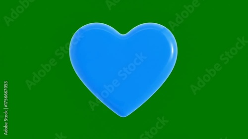 blue liquid heart forming dissolving green screen