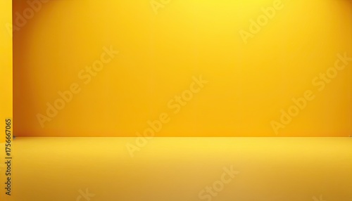 Empty yellow room with spotlight, showcasing simple, vibrant wall