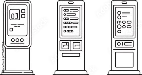 Self-Service Kiosk Interface Vector Pack – Touchscreen, Buttons, and Digital Display Icons