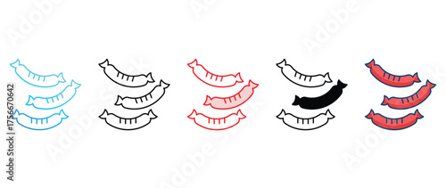 Sausages icon set multiple style collection