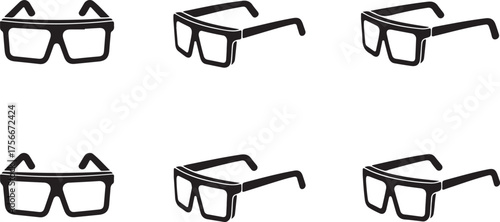AR Smart Glasses Multi-Angle Icon Set – Minimal Wearable Technology Outline