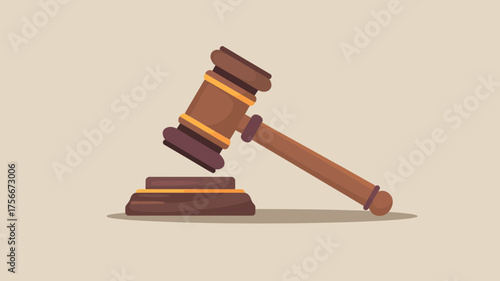 Illustration of a wooden gavel and sound block, symbolizing justice and legal proceedings