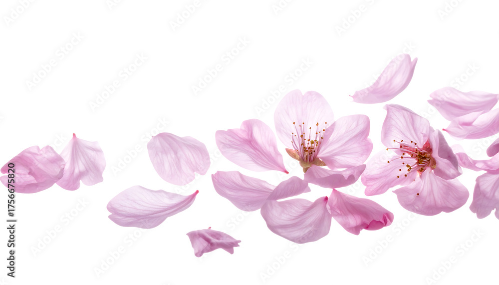 Obraz premium 舞い散る桜の花びら｜背景なし・透過PNG・コピースペース
