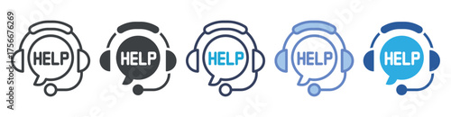 Call Center icon set multiple style collection