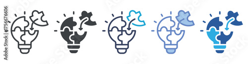 Solution icon set multiple style collection