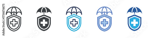 Insurance icon set multiple style collection