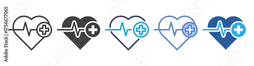 Health icon set multiple style collection