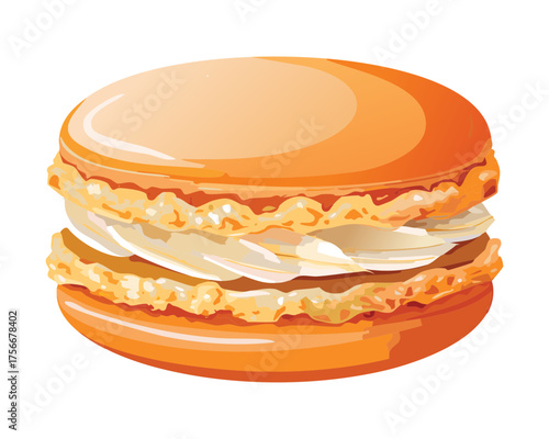 Large and delicious Pumpkin Layer Cake or sweet sandwich cookie with creamy white filling, a stunning fall confection - Vector Illustration