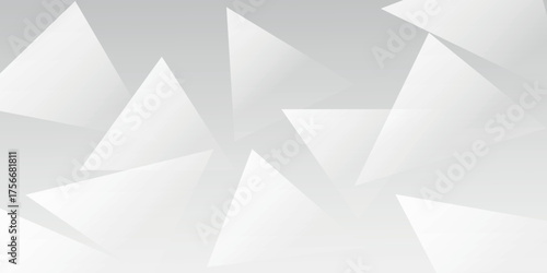 Modern white background with dynamic abstract white and gray triangle shapes. Vector illustration.