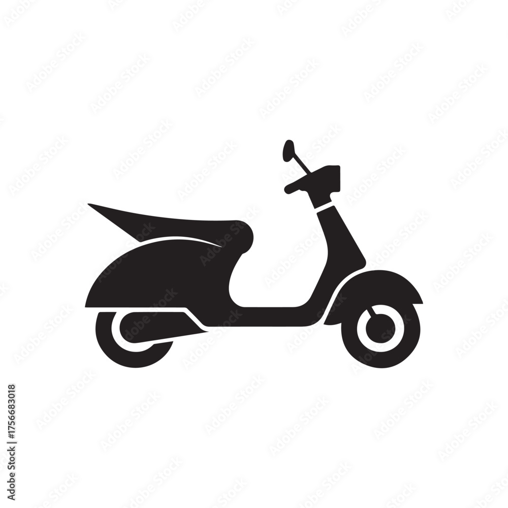 Obraz premium Scooter Silhouette Illustration – Classic Two-Wheeled Urban Vehicle Icon