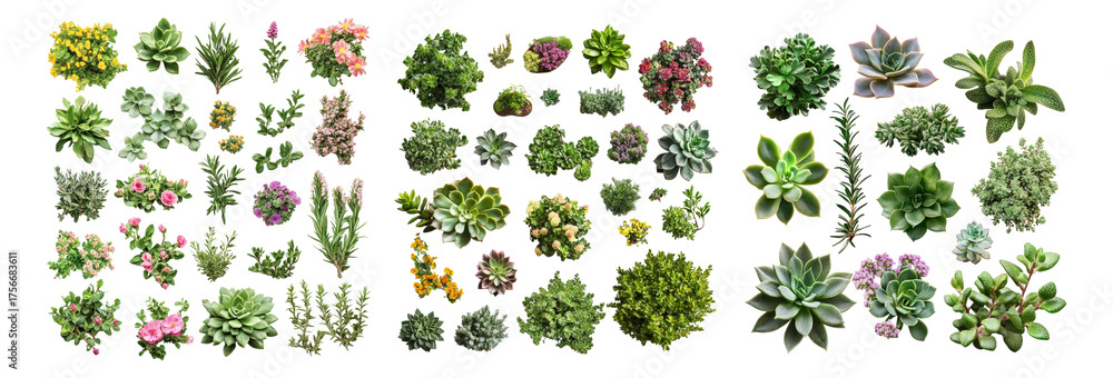 Fototapeta premium Collection of Unique Succulent Plants for Creative Design Projects, Isolated on Transparent, white background