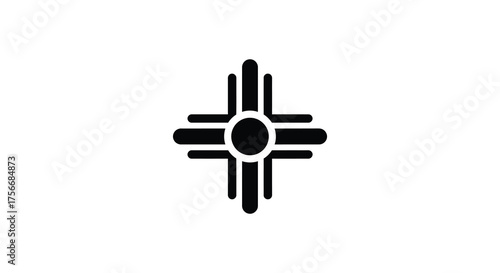 Geometric zia symbol silhouette isolated on a white background represents new mexico culture and heritage
