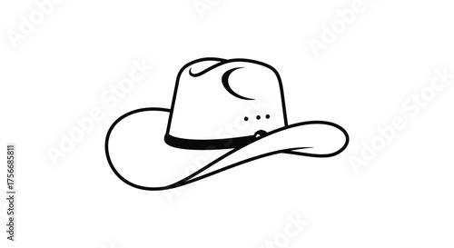 Classic cowboy hat silhouette with a wide brim and creased crown for western style and country music themes silhouette