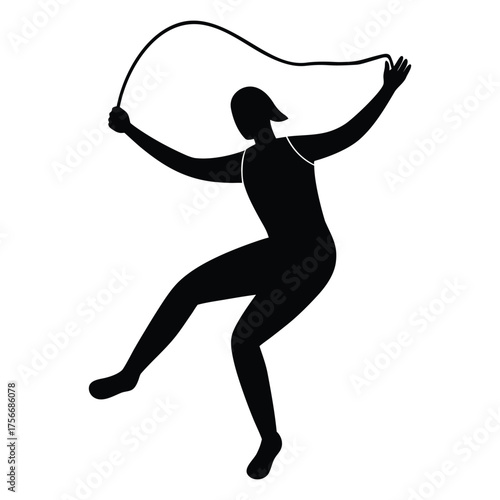 person jumping with skipping rope vector