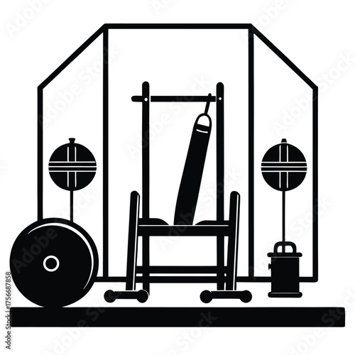 vector illustration of fitness gym interior with