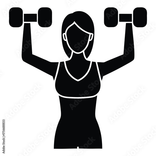 woman doing shoulder press with dumbbells  flat v