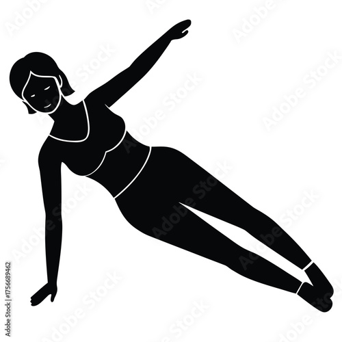 woman performing side plank  pastel flat vector