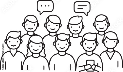 Group communication thrives with people collaborating, sharing ideas, and connecting in a social network, fostering teamwork and community engagement