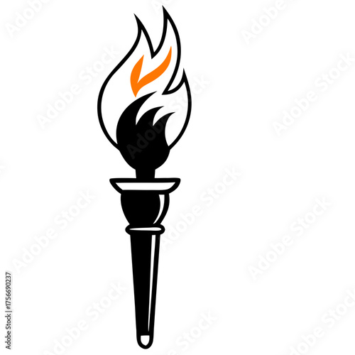Illustration of a classic olympic torch on transparent background silhouette