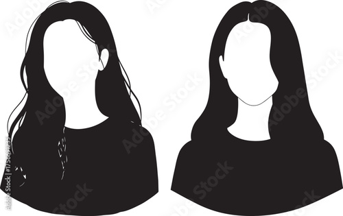 Two women s portraits in a minimalist black silhouette
