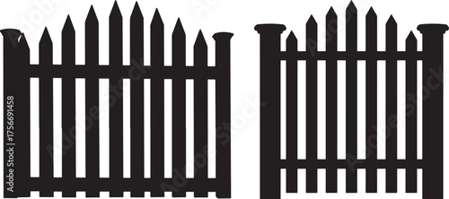Open wooden garden gate silhouette