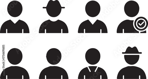 Diverse digital avatar collection, people profiles in modern minimalist style for website and application user interface design, originally a scalable vector graphic