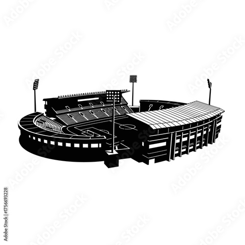 Stadium Black and white monochrome Detailed architecture Sports venue Arena concept