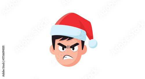This angry man wearing a santa hat is having a very bad christmas season.