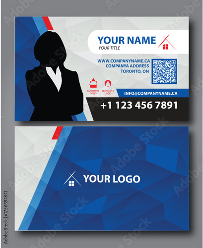 Realtor double side business card, Realtor, Mortgage - Home sale real estate- Realtors- business design vector template for outdoor advertising- Black and Blue