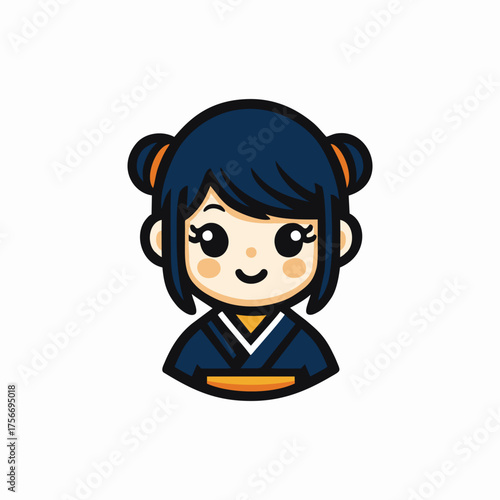 Kimono girl cartoon design vector illustration