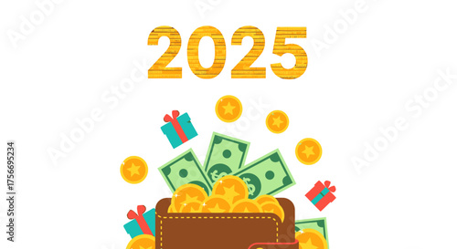 2025 Financial Planning Event, Money, Wallet, Gifts, Business Illustration, Whisk_260013a4509e5c491174f91ef68adc8bdr.eps Concept