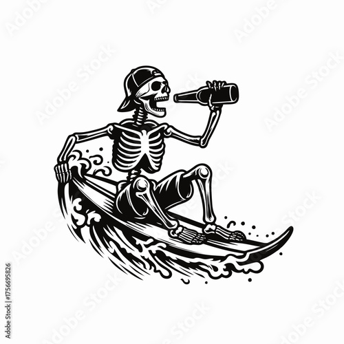 Skull surfer cartoon design vector illustration